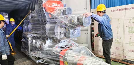 强福机械大型湿法水产膨化饲料生产线发往伊拉克